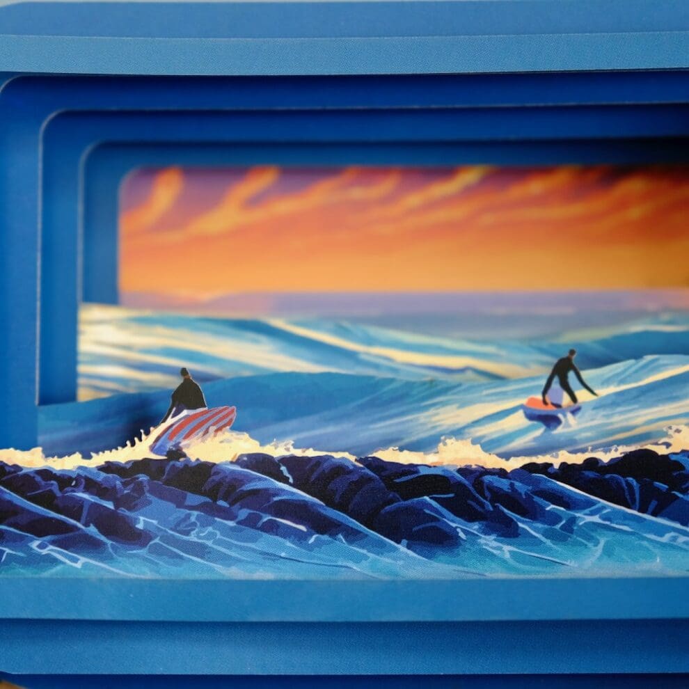 Alljoy Design Sunset Surf Message In A Bottle Card