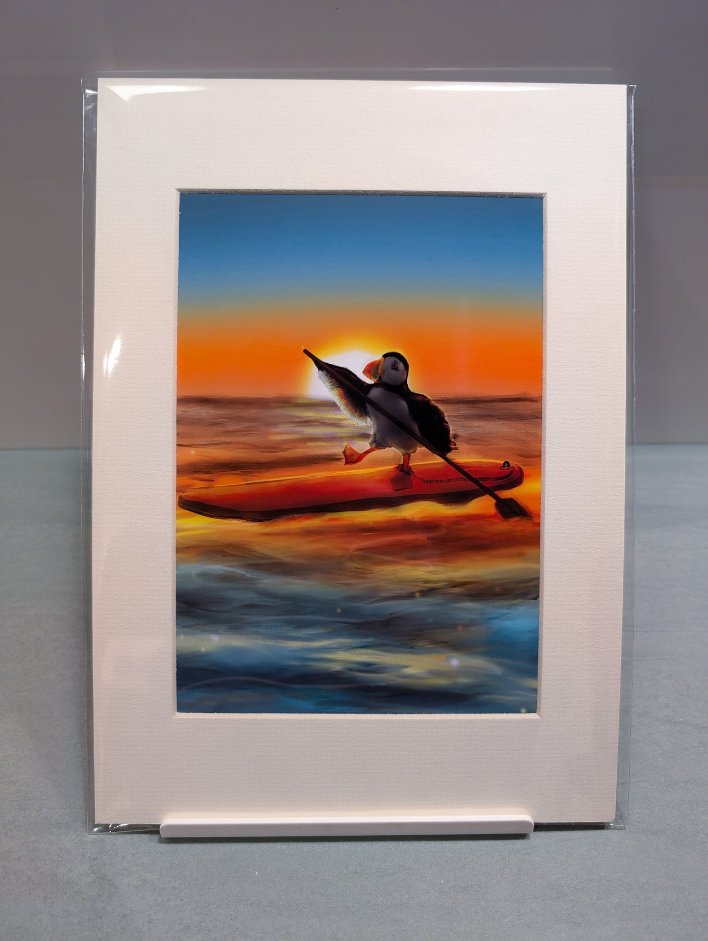 Mounted Paddleboardin’ Puffin Print