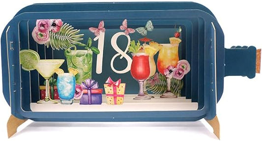 Alljoy Design Cocktail 18th Message In A Bottle Card