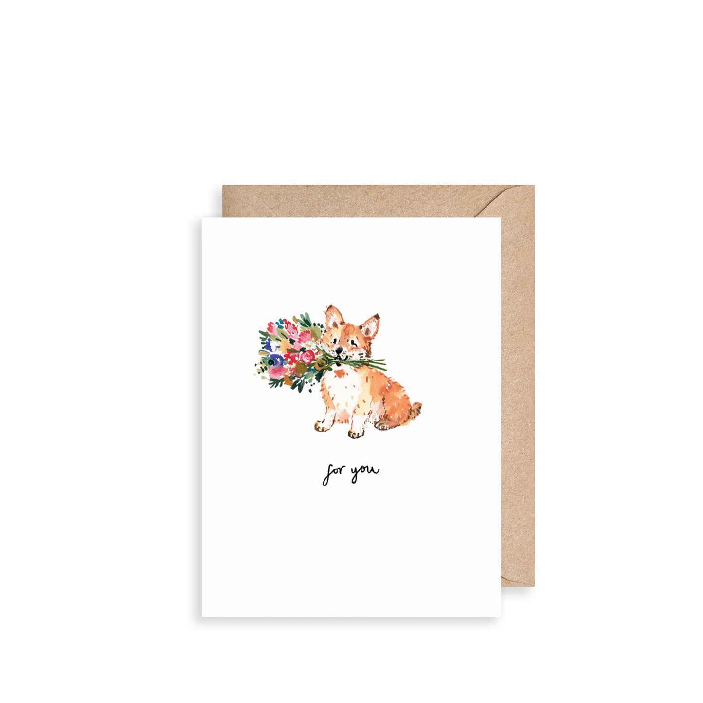 Louise Mulgrew Corgi & Flowers For You Mini Card