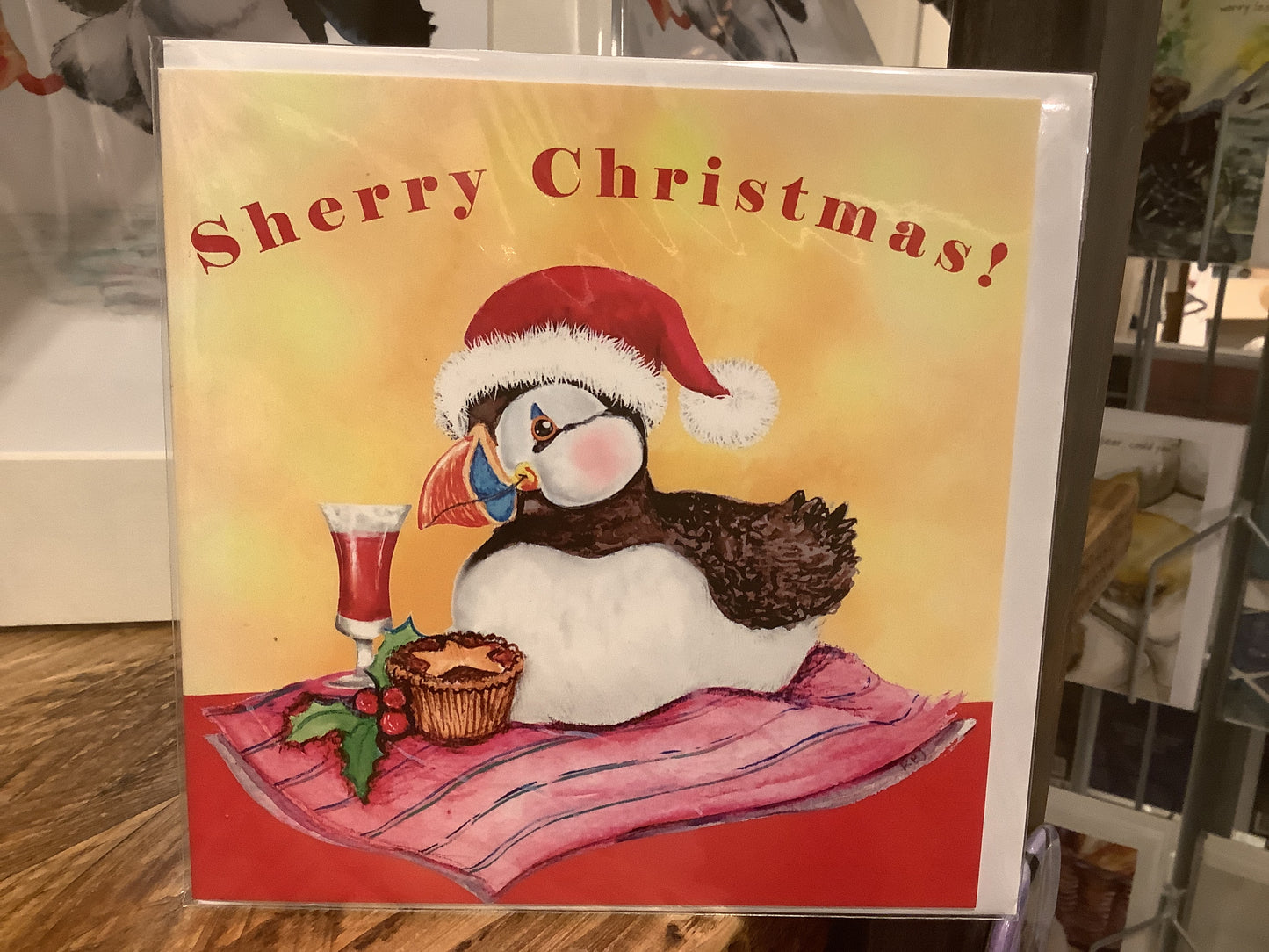 Sherry Christmas Puffin Card