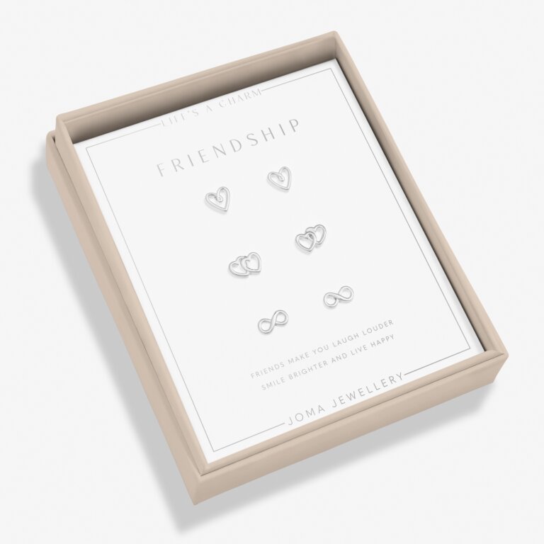 Life's A Charm 'Friendship' Earrings In Silver Plating