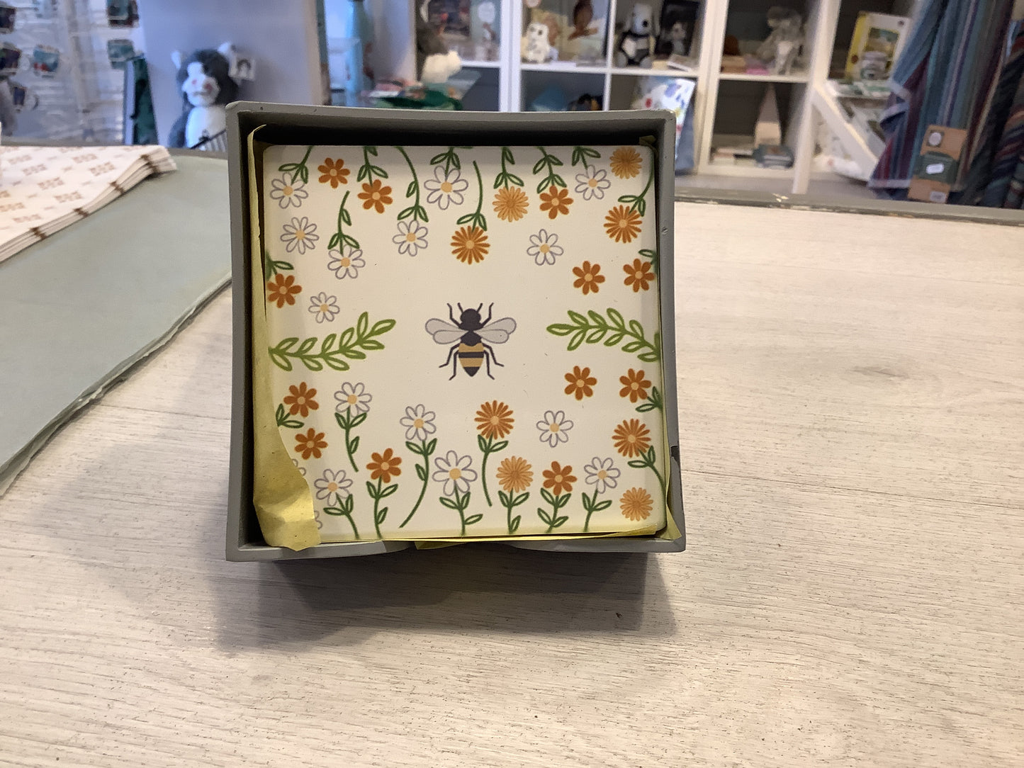 Garden Bee Set of 4 Coasters