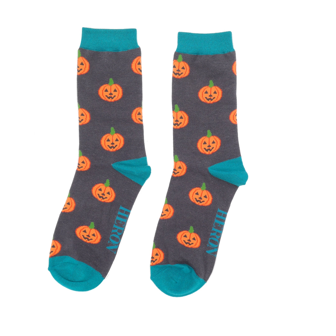 Mr Heron Halloween Pumpkin Socks Black