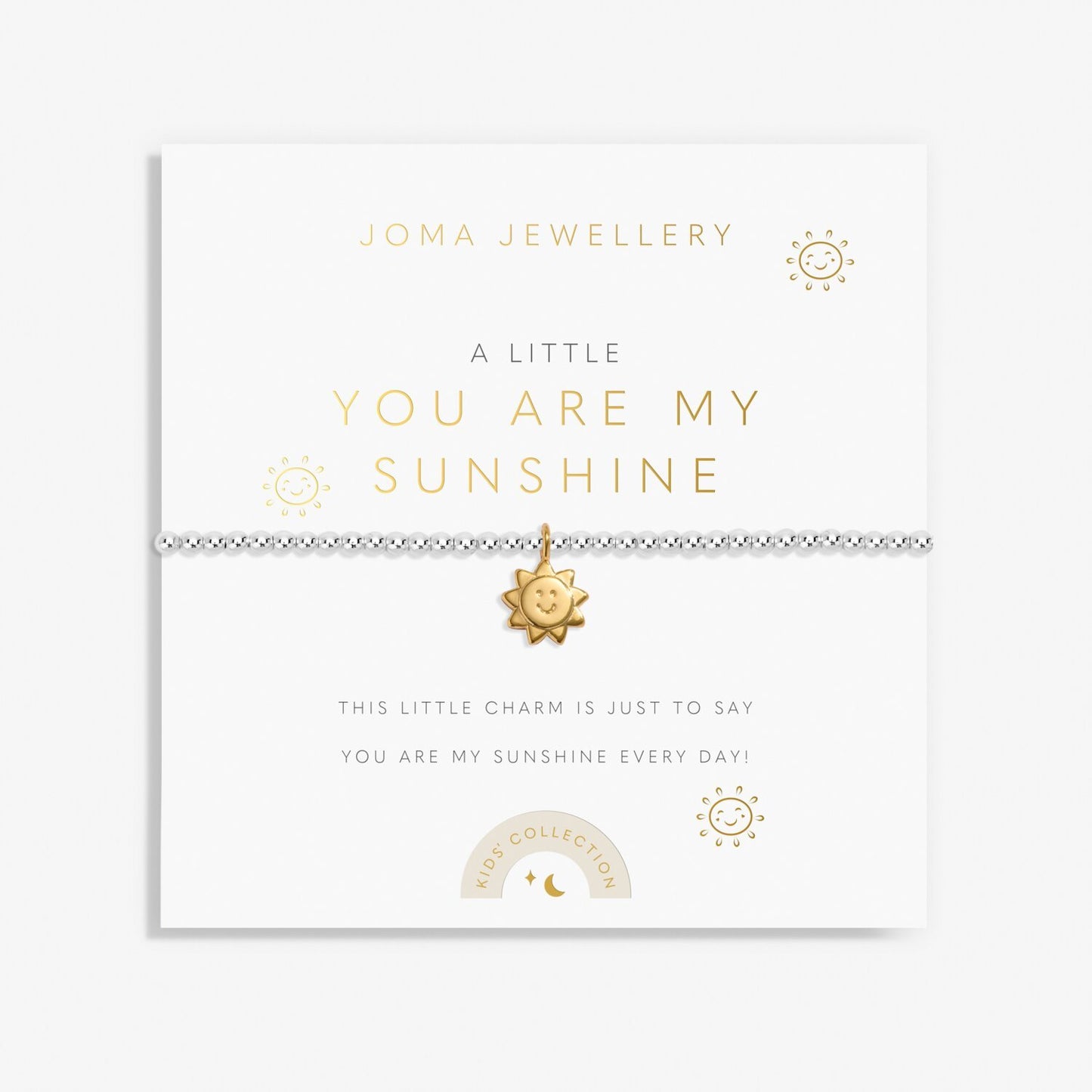 Joma Jewellery Kids' A Little 'You Are My Sunshine' Bracelet in Silver and Gold Plating