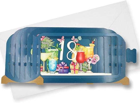 Alljoy Design Cocktail 18th Message In A Bottle Card