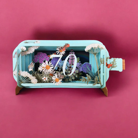 Alljoy Design Floral Age 70 Message In A Bottle Card