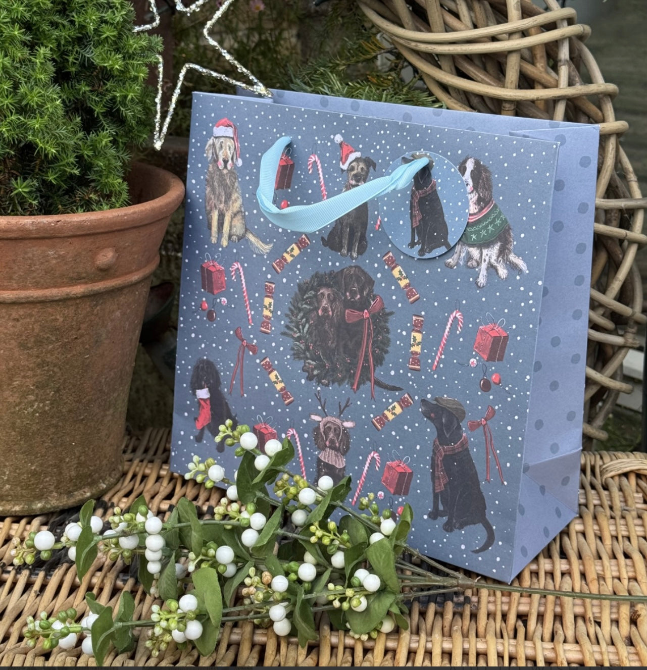 Christmas Dogs Medium Gift Bag