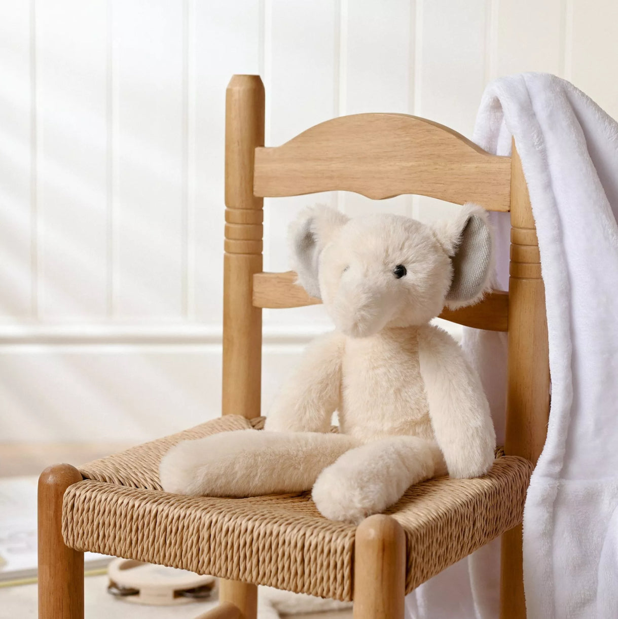 Ellie the Long Leg Cream Elephant Plush 35cm