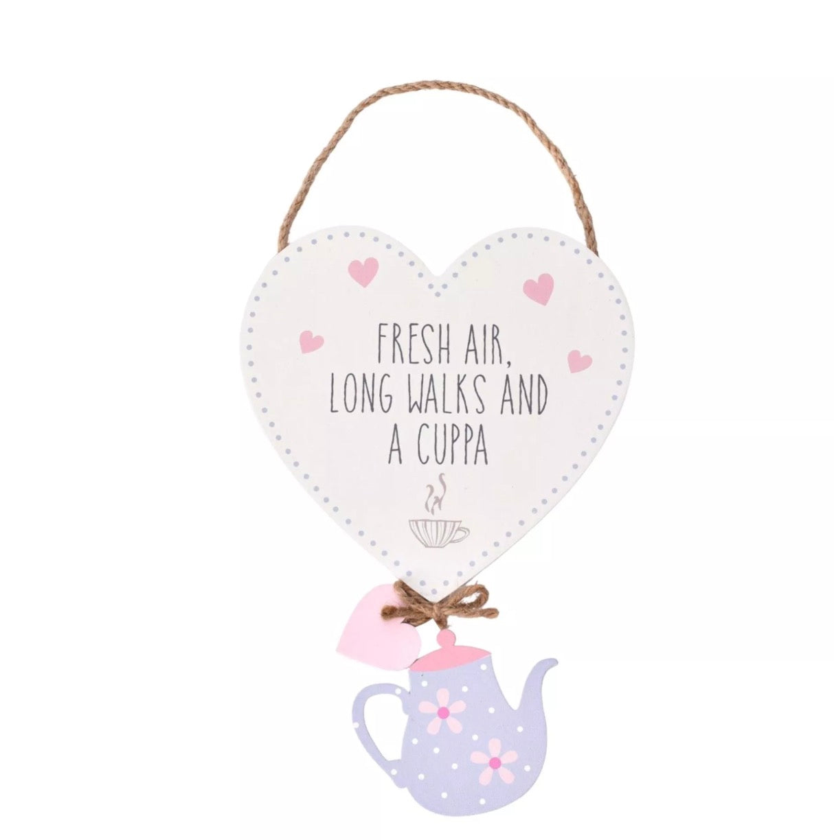 Widdop & Co 'LOVE LIFE' Heart Plaque- Walks and A Cuppa