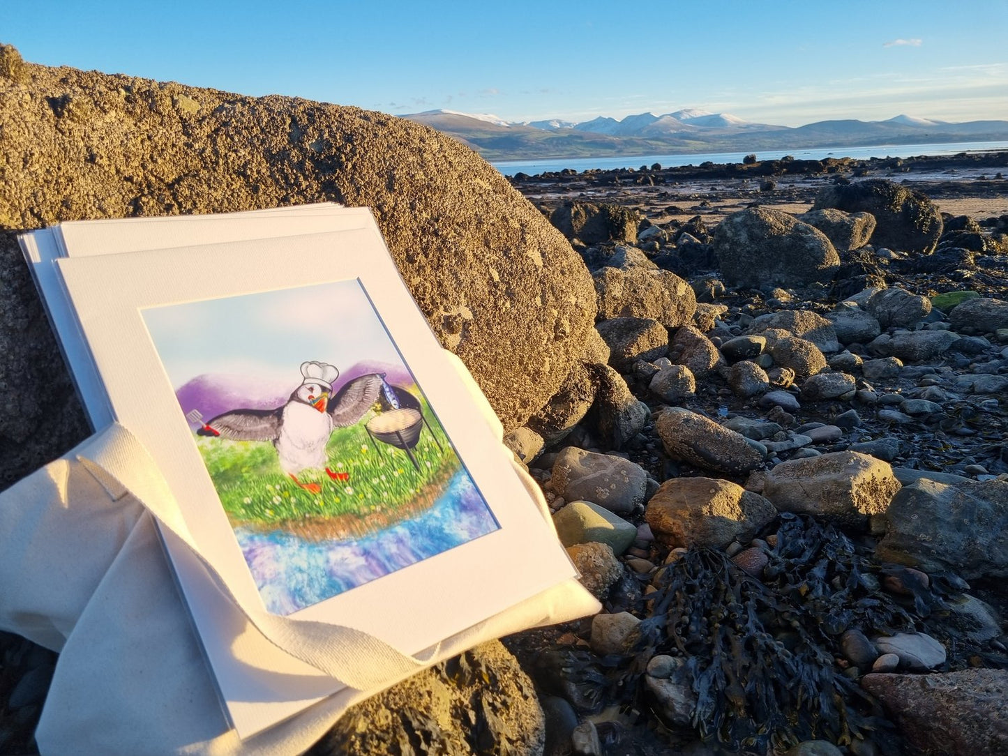 Mounted BBQin’ Puffin Print