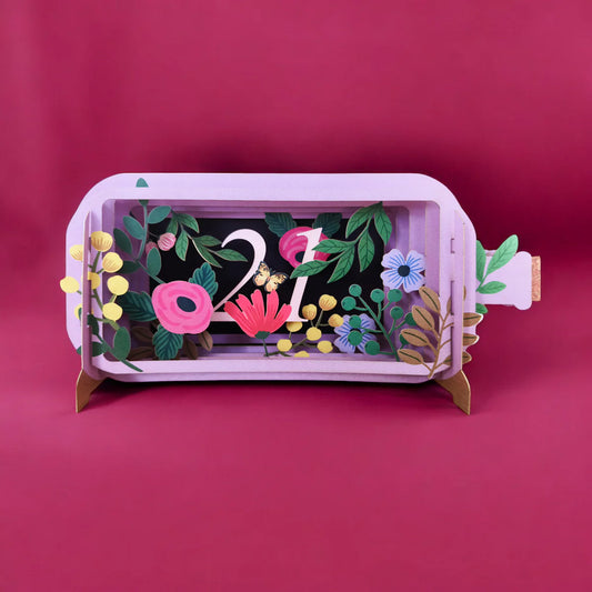 Alljoy Design Floral 21st Message In A Bottle Card