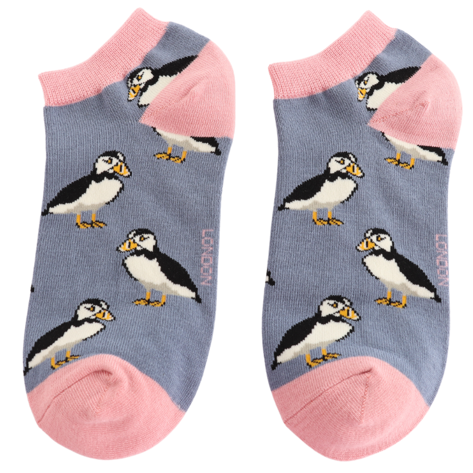 Miss Sparrow Puffin Trainer Socks Denim
