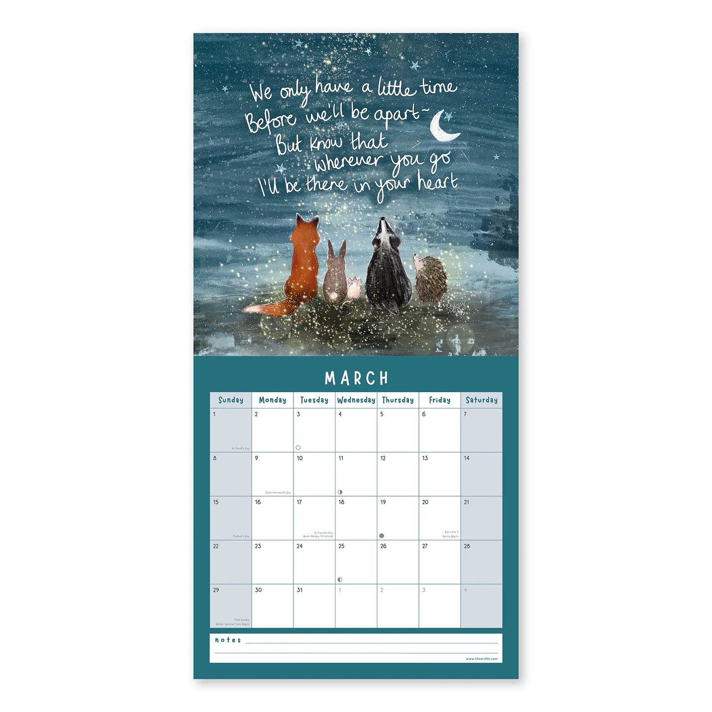 Fox Under the Moon 2026 12-Month Wall Calendar