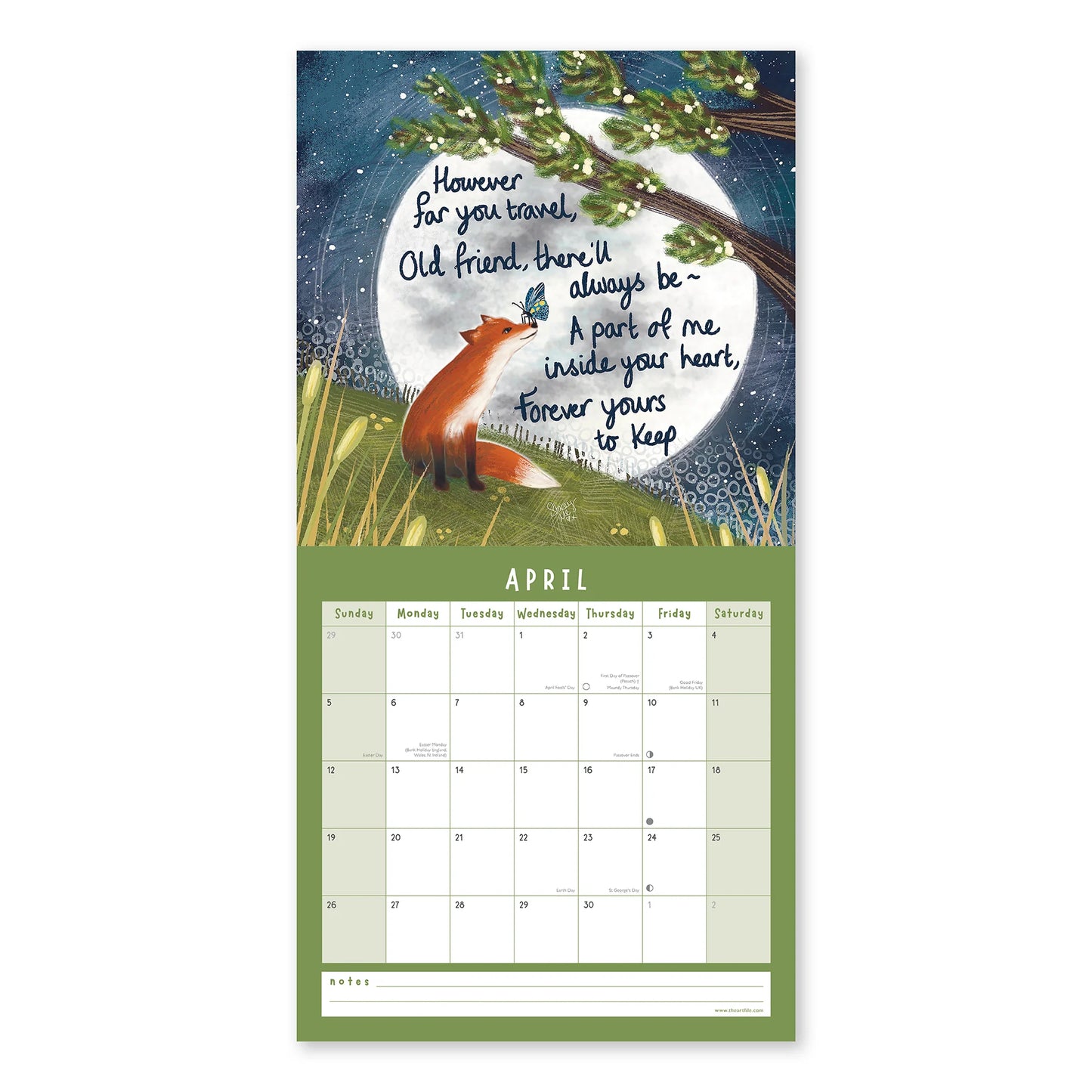 Fox Under the Moon 2026 12-Month Wall Calendar
