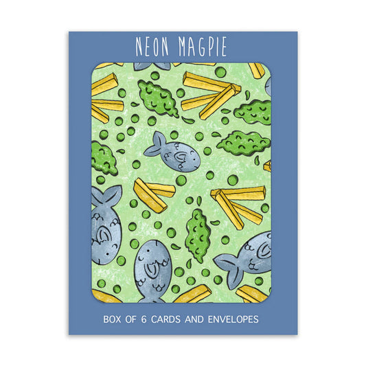 Neon Magpie Fish & Chips Notecards