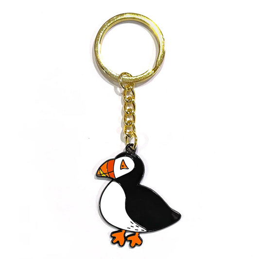 Neon Magpie Puffin Keyring
