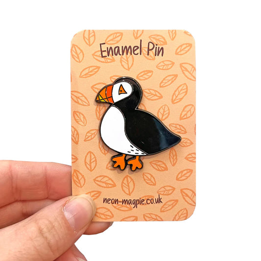 Neon Magpie Puffin Enamel Pin