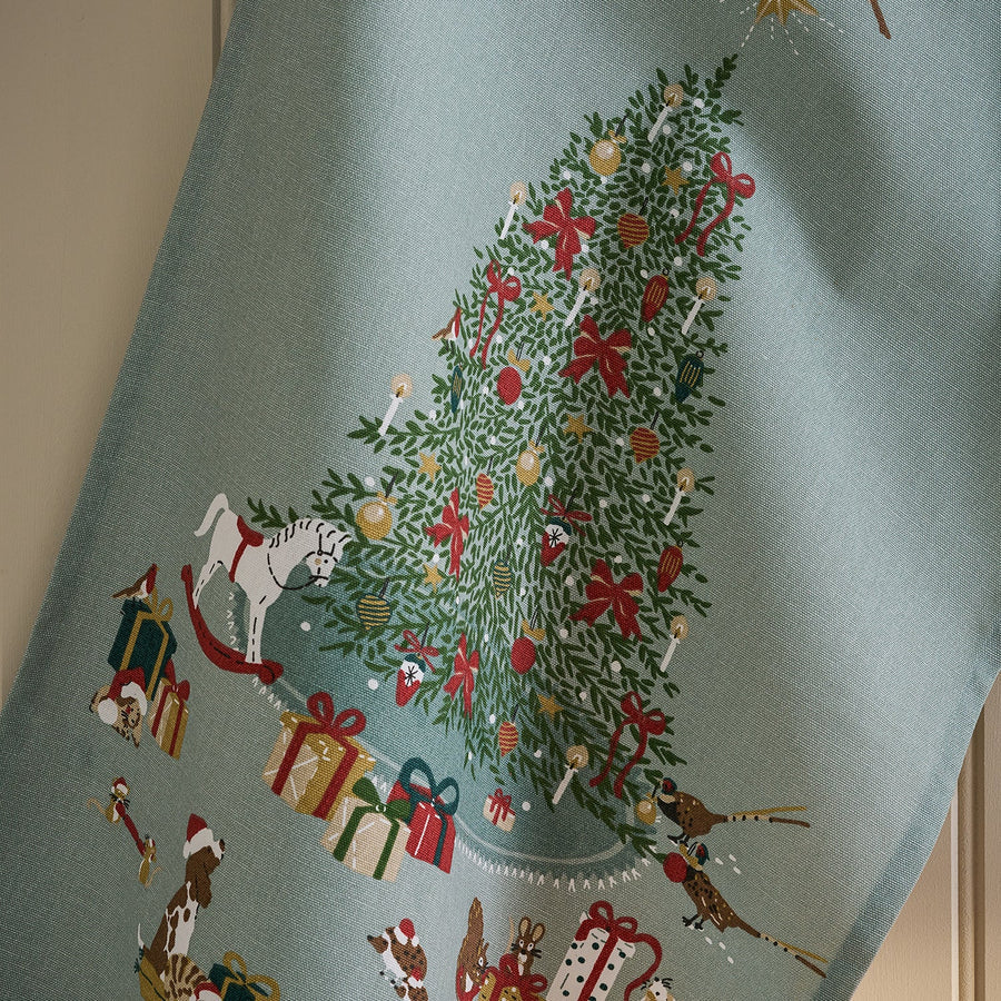 Cozy Christmas Scene Tea Towel