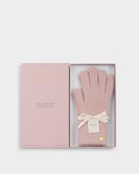 Katie Loxton Ribbed Knitted Gloves in Pink