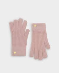 Katie Loxton Ribbed Knitted Gloves in Pink