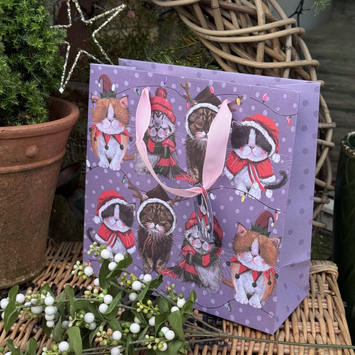 Christmas Cats Medium Gift Bag
