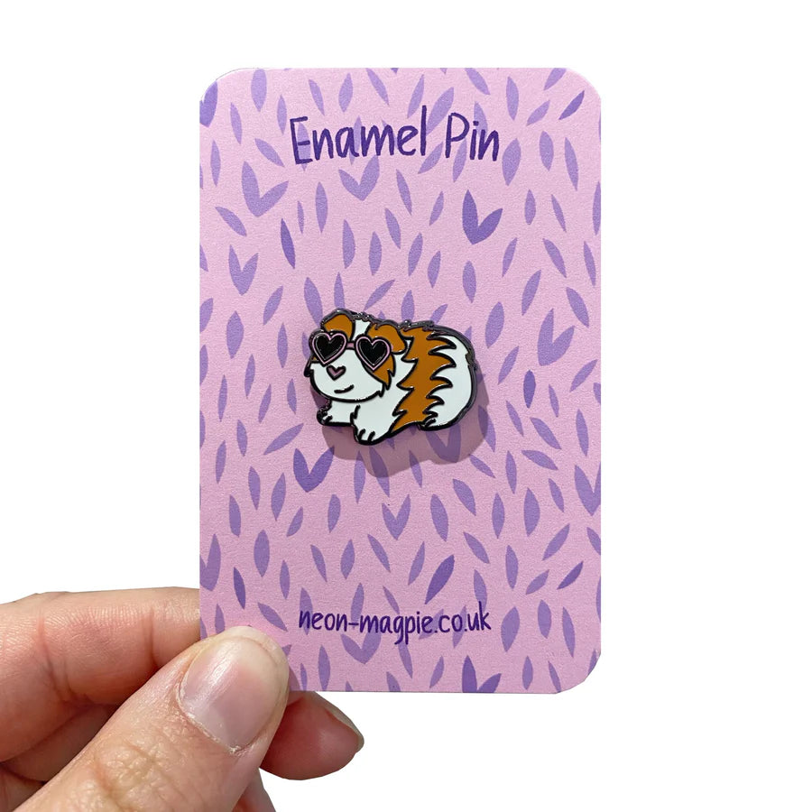 Neon Magpie Guinea Pig Enamel Pin