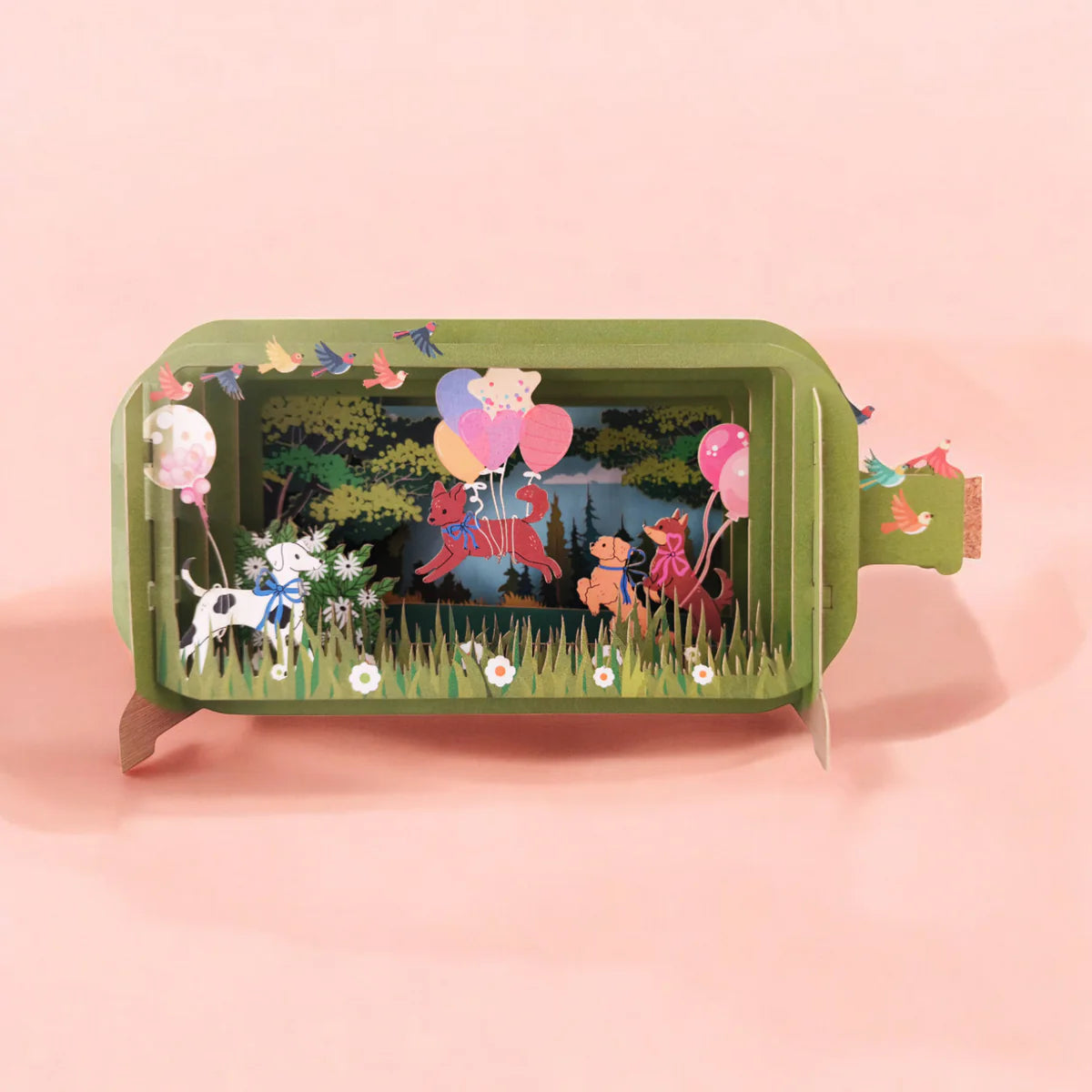 Alljoy Design Dogs & Balloons Message In A Bottle Card