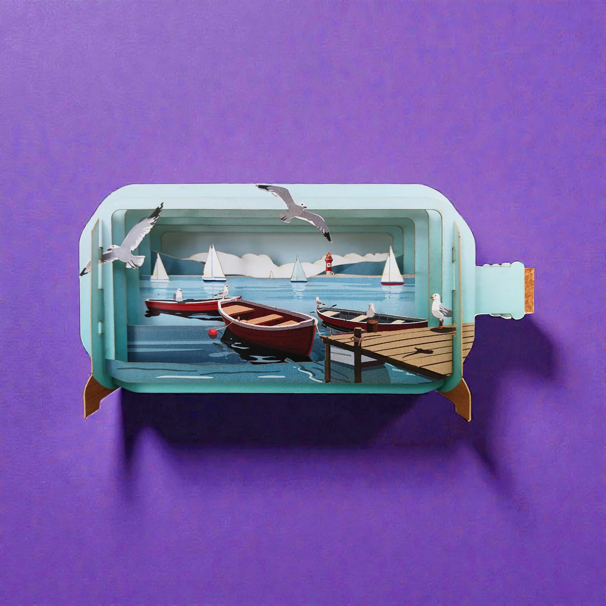Alljoy Design Harbour Boats Message In A Bottle Card