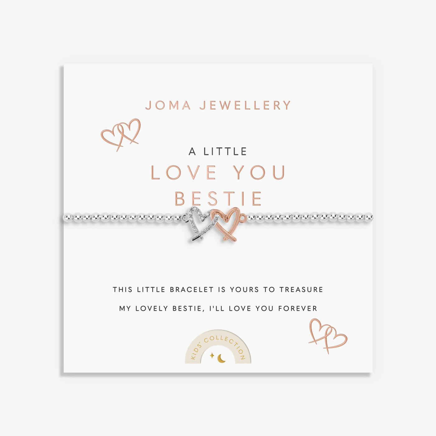Kids' A Little 'Love You Bestie' Bracelet In Silver and Rose Gold Plating