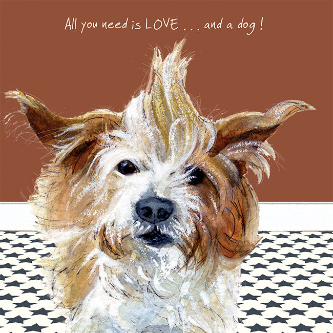 Card - Wirehaired Jack Russell All You Need is Love by The Little Dog Laughed