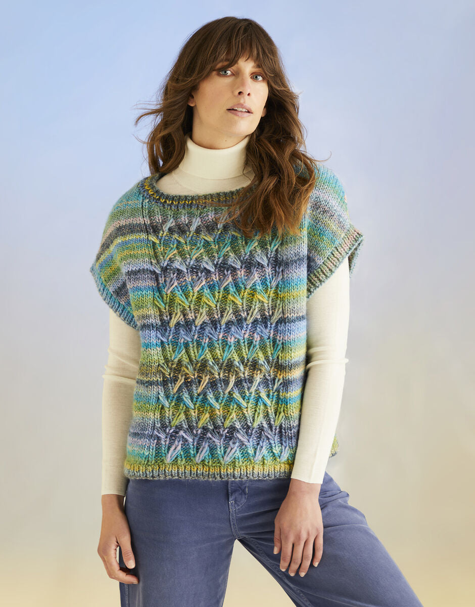 Pattern - Coral Reef Vest in Sirdar Jewelspun Chunky Wool 10703
