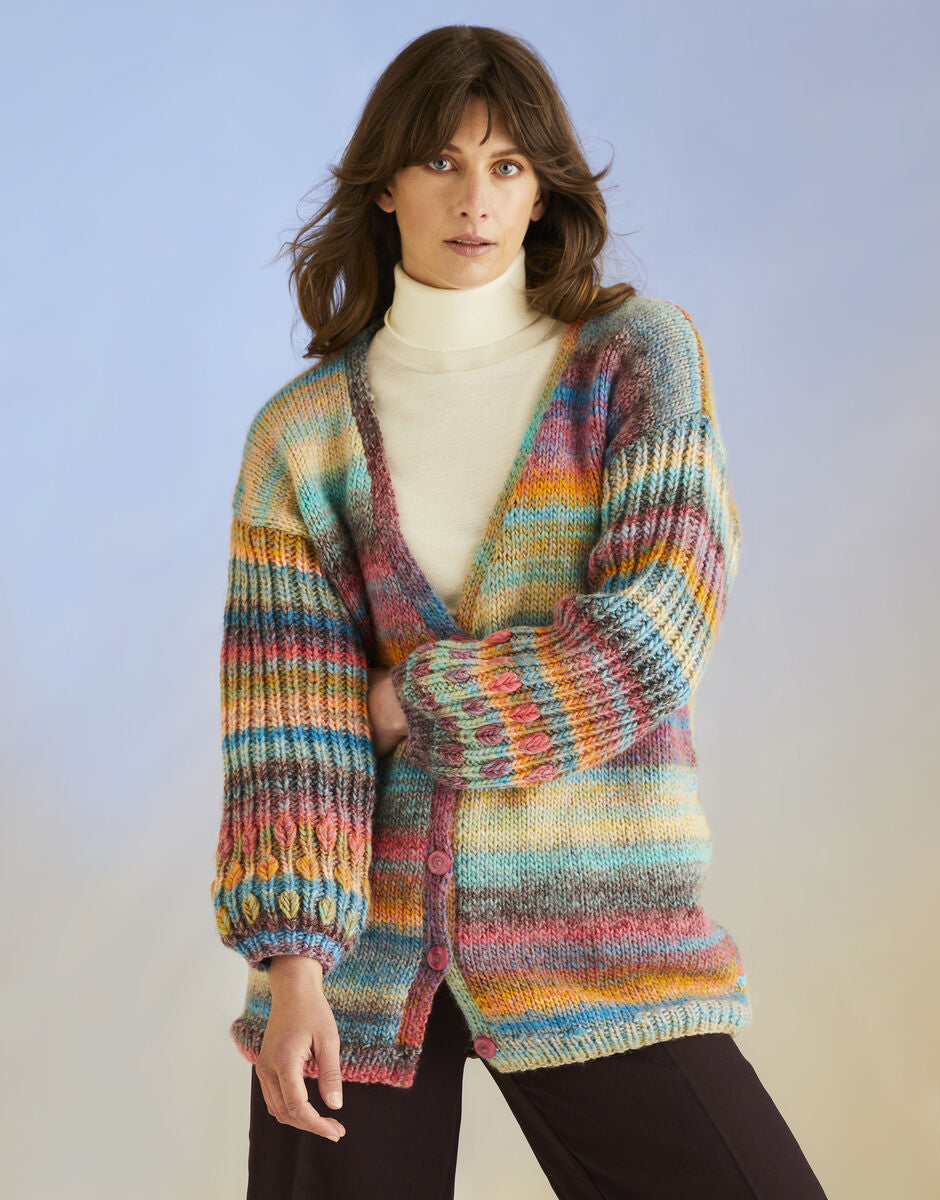 Pattern - Coral Sleeves Cardigan in Sirdar Jewelspun Chunky Wool 10705