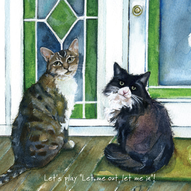 Card - Cat Greeting Card Let Me Out by Little Dog Laughed