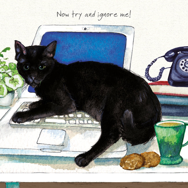 Card - Black Cat Try Ignore Me by Little Dog Laughed