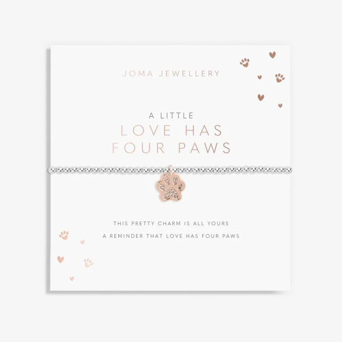 A Little ‘Love Has Four Paws’ Bracelet in Silver Plating