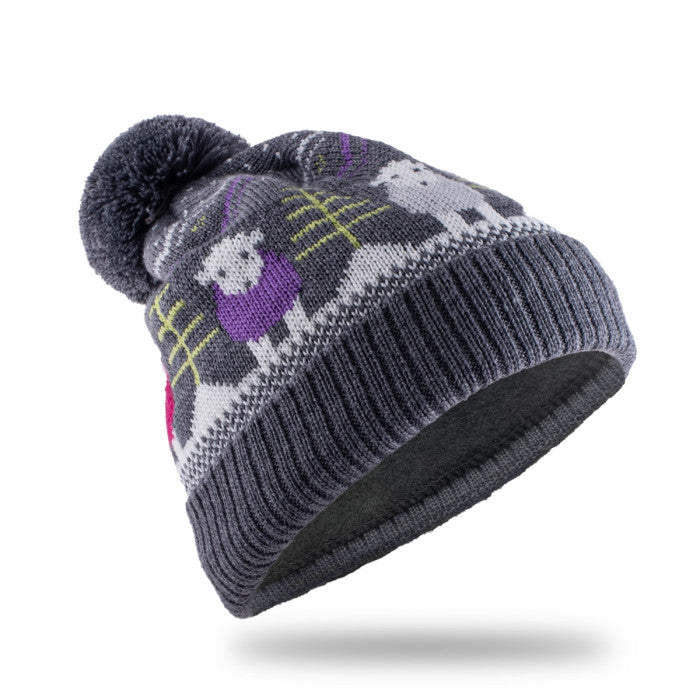 Herdy Fair Isle Bobble Hat Purple