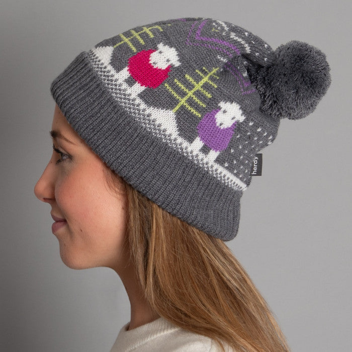 Herdy Fair Isle Bobble Hat Purple
