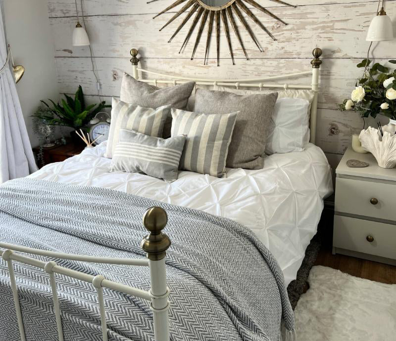 Audley Chevron Herringbone Throw Light Grey