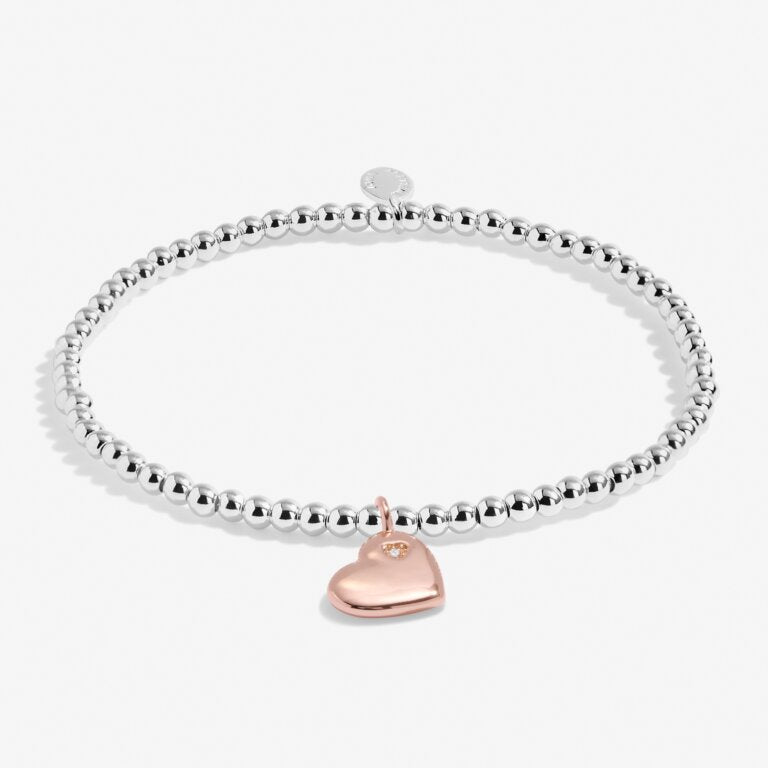 Kids' A Little 'Love You With All My Heart' Bracelet In Silver And Rose Gold Plating