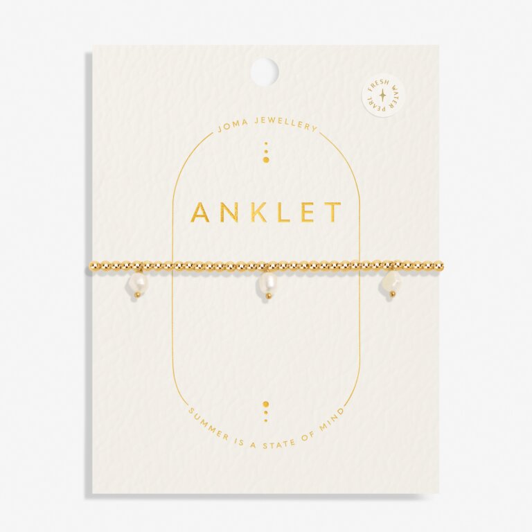 Joma Three Pearl Anklet In Gold Plating