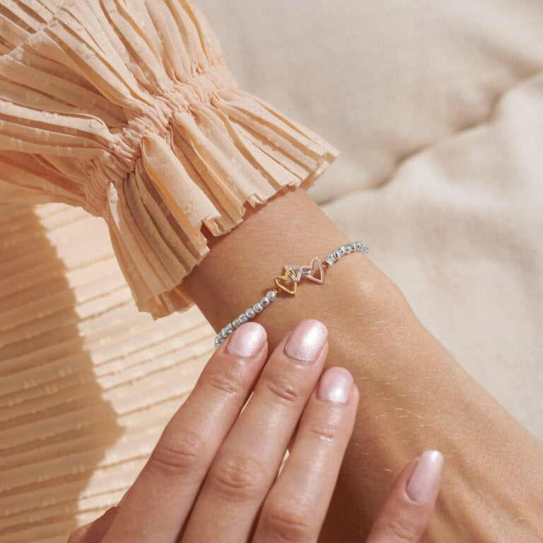 Joma Forever Yours 'Sister Together Always' Trio Bracelet In Silver, Gold And Rose Gold Plating