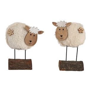 Woolly Sheep on Log Decoration