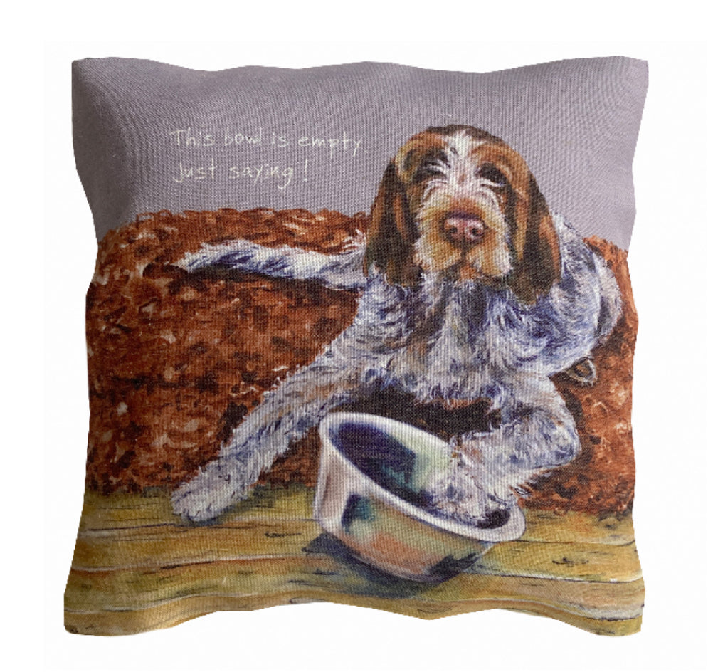 Cushion Italian Spinone The Bowl is Empty