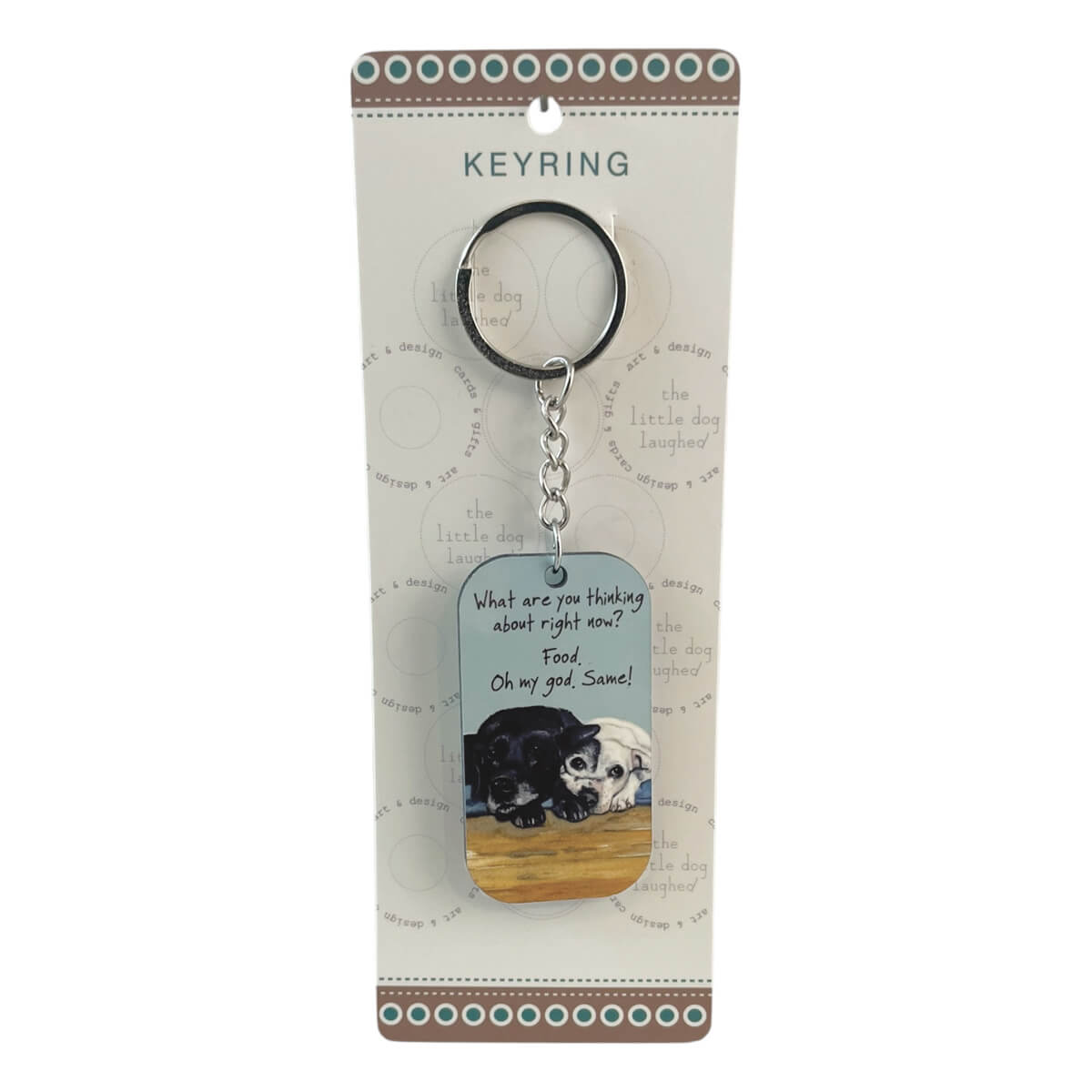 Keyring - What are you thinking about right now? Labrador and Staffie