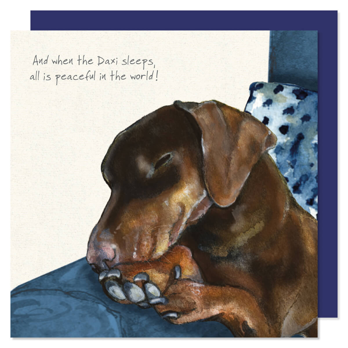 Card - Dachshund Art Daxi Sleeps by Little Dog Laughed