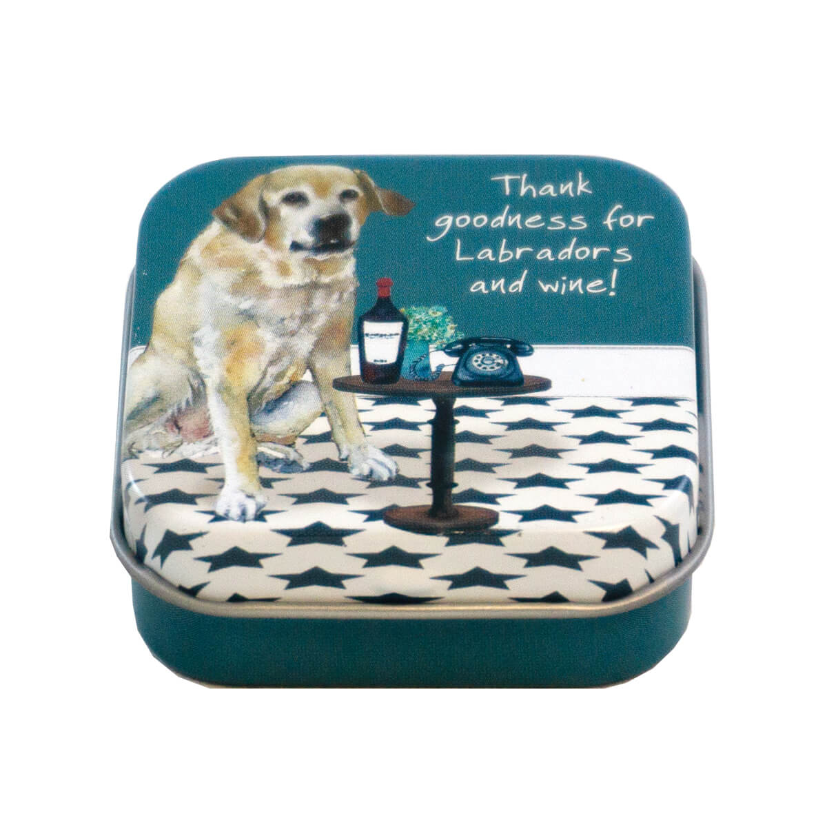 Mini Gift Tin - Yellow Labrador and Wine
