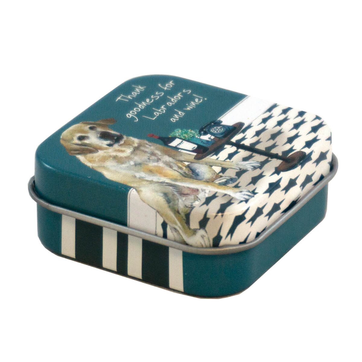 Mini Gift Tin - Yellow Labrador and Wine