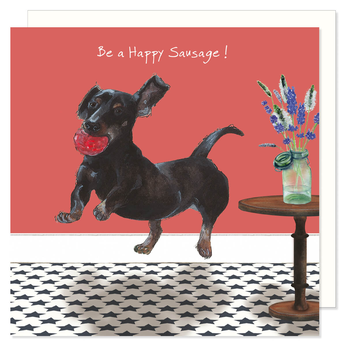 Card - Smooth Haired Dachshund Happy Sausage by The Little Dog Laughed