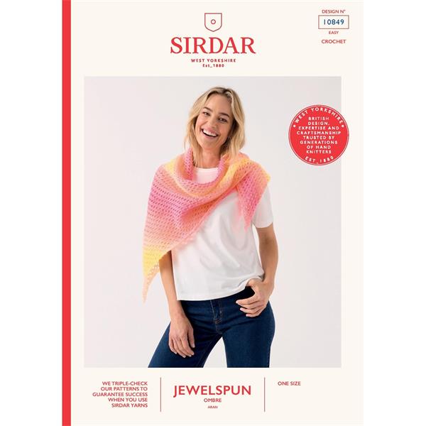 Pattern - Crochet Shawl in One in Jewelspun Ombre Aran 10849